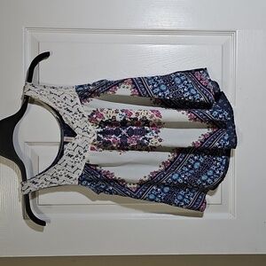 Xhilaration Floral Lace Flowy Tank Top Casual Pullover Lightweight Shirt Size S